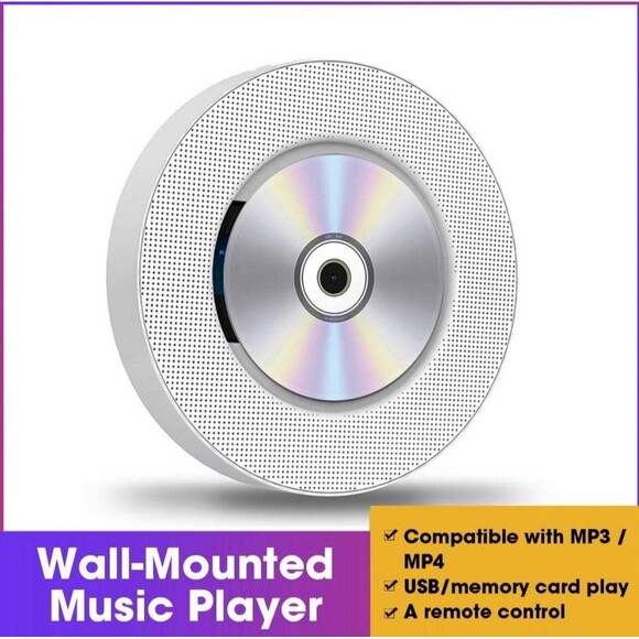 Portable Bluetooth CD Player Wall-Mounted FM Radio USB/SD AUX w/Remote -Open Box - Picture 2 of 16